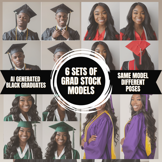 6 sets of Graduate Stock Images | African-American | Different Poses