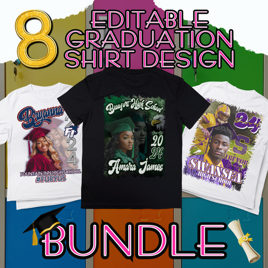 Editable Grad Shirt Design Bundle | Center-Print Shirt Design